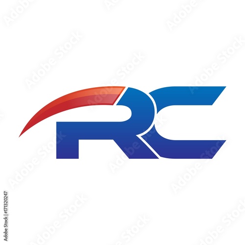 modern vector initial letters logo swoosh rc red blue