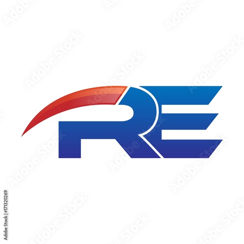Free Download modern vector initial letters logo swoosh re red blue - GFXLoad