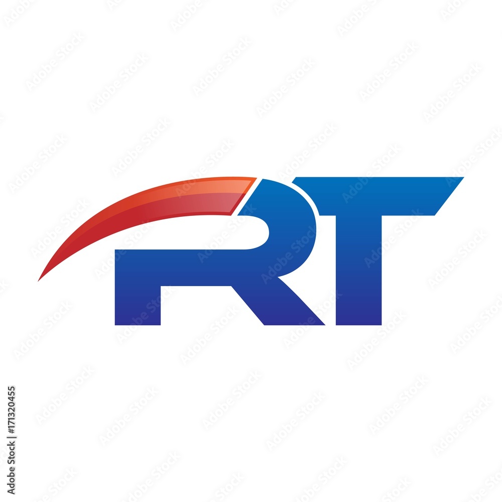 modern vector initial letters logo swoosh rt red blue modern vector initial letters logo swoosh rt red blue