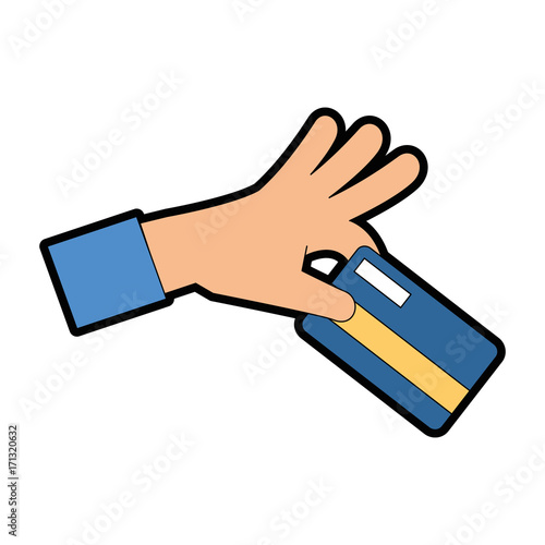 hand human with credit card isolated icon