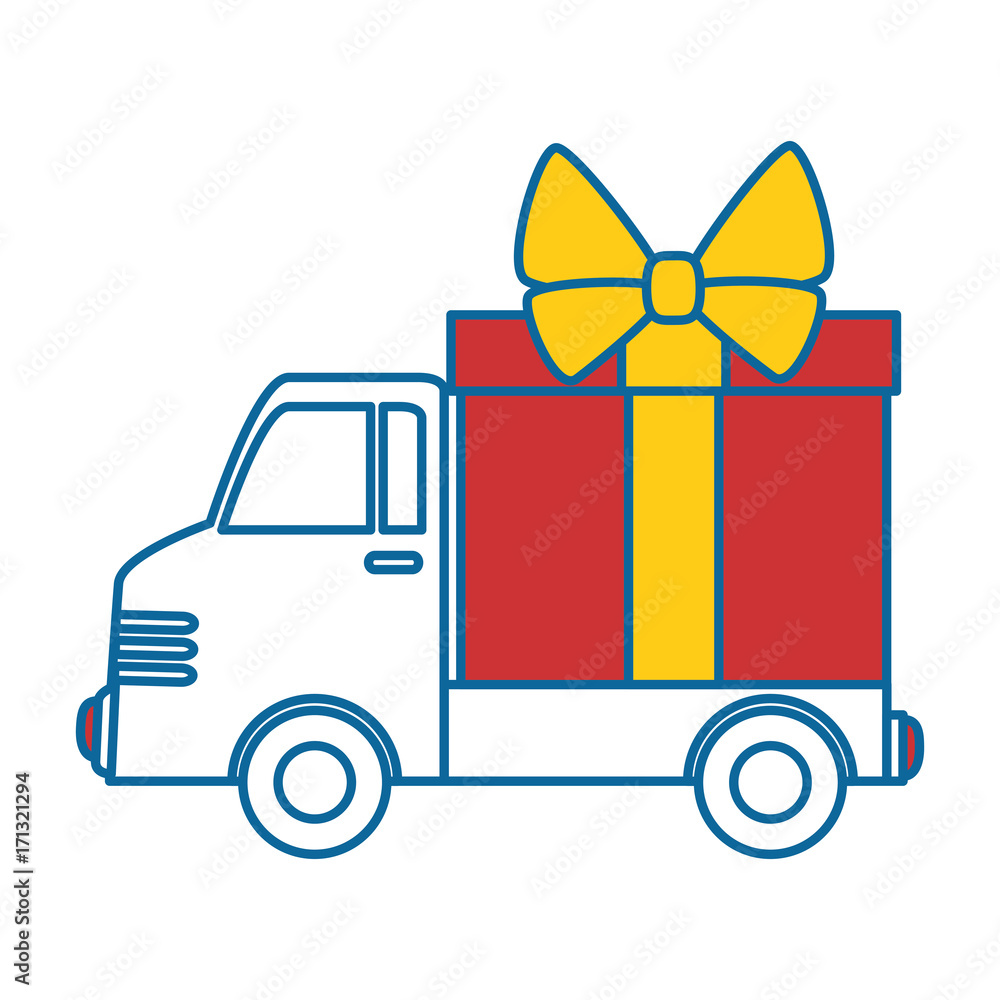 delivery truck with gift delivery truck with gift