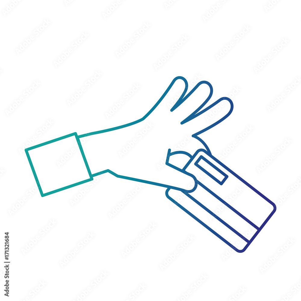hand human with credit card isolated icon