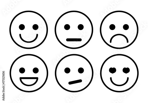 Set of 6 smiley icons.