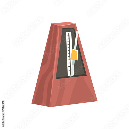 Classic metronome, musical equipment cartoon vector Illustration