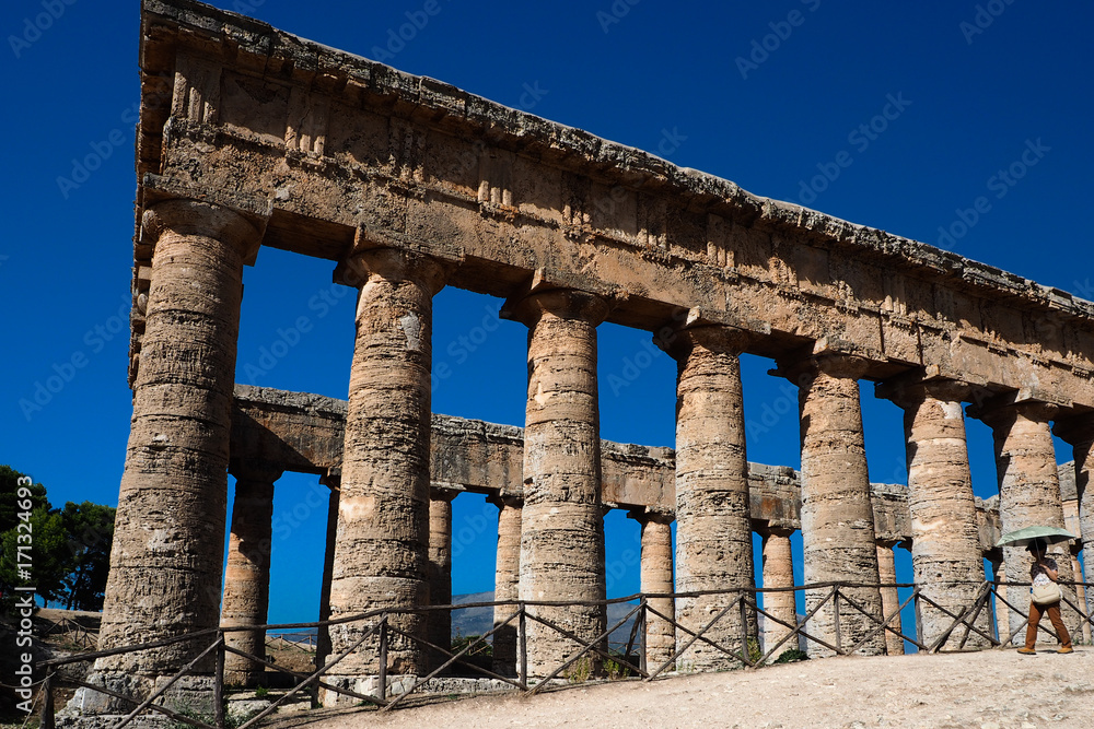 Old greek time temple in Segesta, Italy
