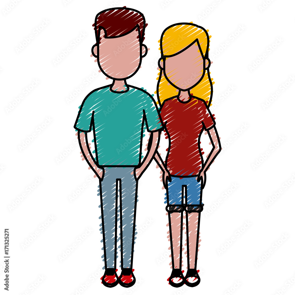 Young couple cartoon icon vector illustration graphic design Young couple cartoon icon vector illustration graphic design