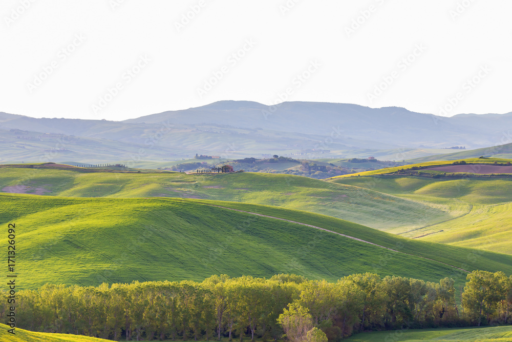 Hills and valleys in a rural landscape