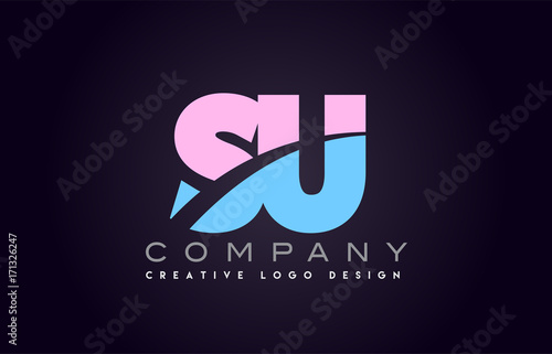 su alphabet letter join joined letter logo design
