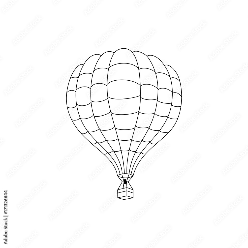 Fototapeta premium Vector hot air balloon outline drawn