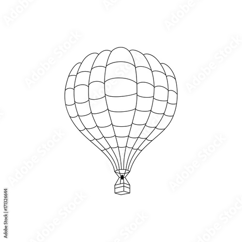 Vector hot air balloon outline drawn