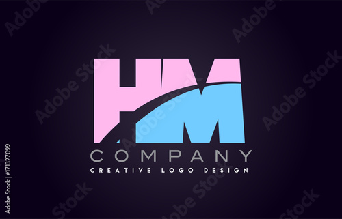 hm alphabet letter join joined letter logo design