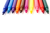 Magic colorful pens on a white background. Free space for text