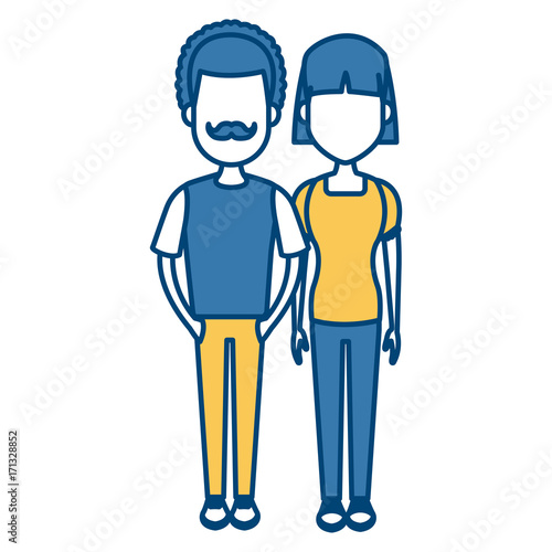 Young couple cartoon icon vector illustration graphic design