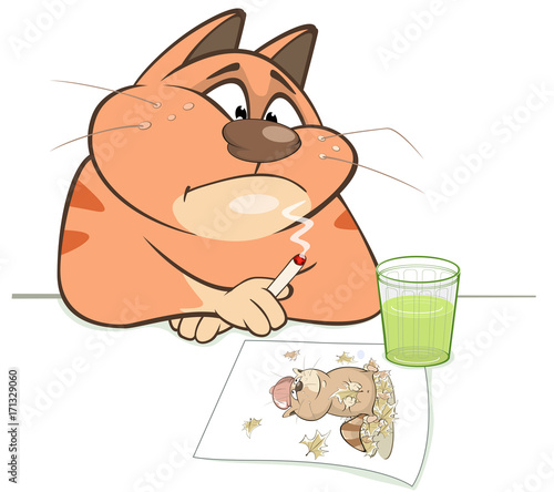 Illustration of a Cute Cat. Cartoon Character