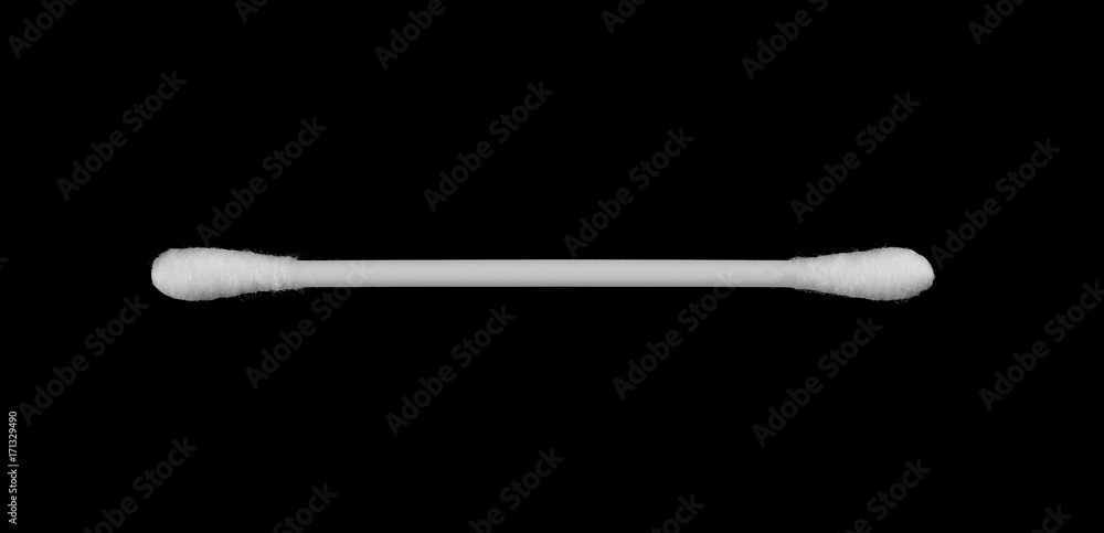 Soft cotton swabs isolated on black background Soft cotton swabs isolated on black background