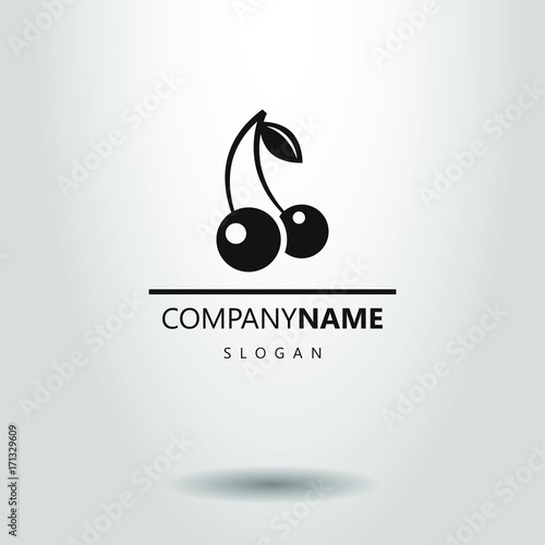 black and white logo with a pair of cherries
