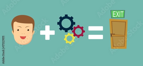 brains help to find a way out. Stock flat vector illustration.