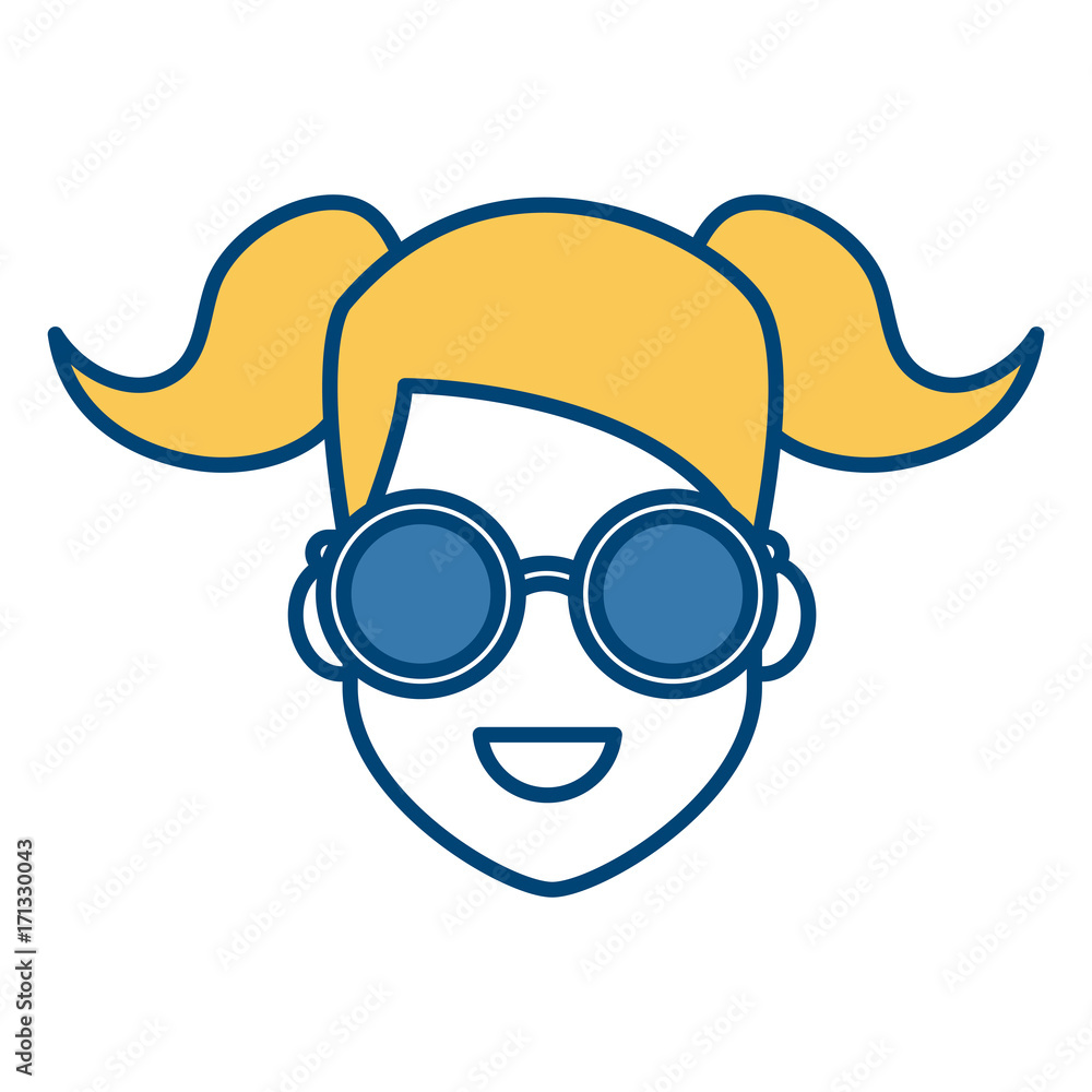Young woman cartoonwith sunglasses icon vector illustration graphic design