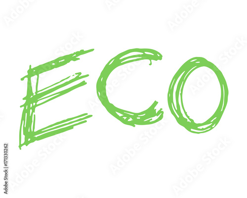 scritta eco verde , schizzo , vettoriale