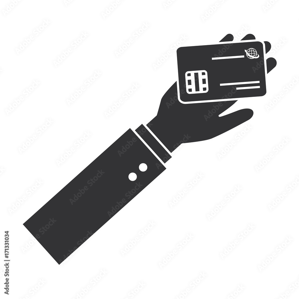 hand human with credit card isolated icon vector illustration design