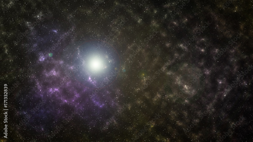 Obraz premium Starry outer space background texture. The sun is behind the dead planet.