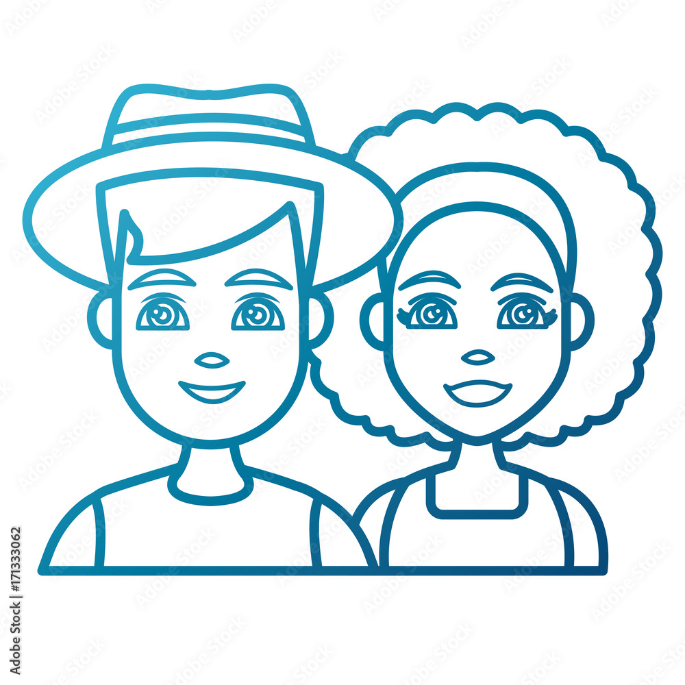 Young couple cartoon icon vector illustration graphic design