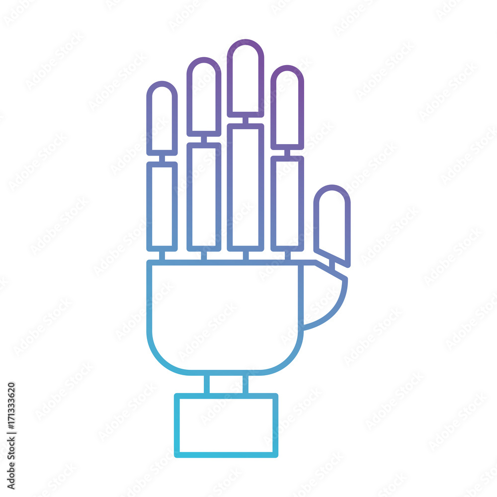 robot hand icon in color gradient silhouette from purple to blue vector ...