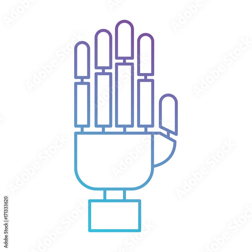 robot hand icon in color gradient silhouette from purple to blue vector illustration