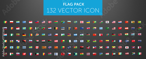 WORLD FLAG vector collection with reflection 132 icon points 