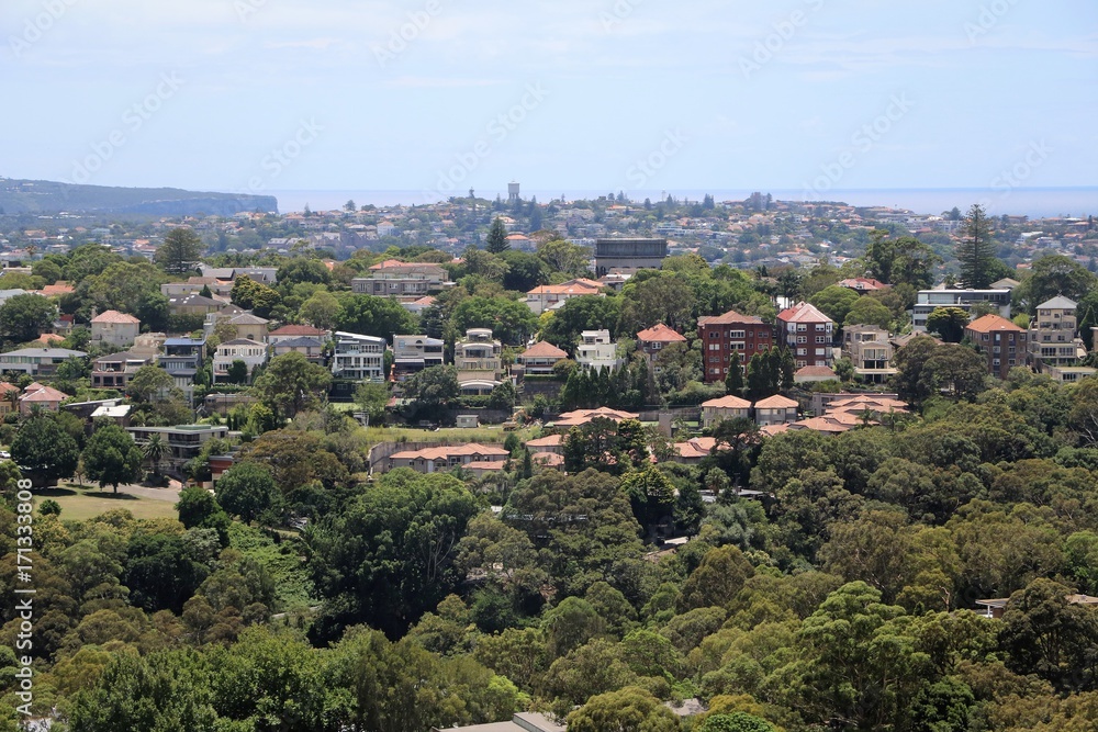 View to Woollahra in Sydney in summer, New South Wales Australia 