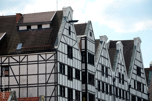 Obraz na płótnie Buildings of the timber framing in Gdansk, Poland w salonie