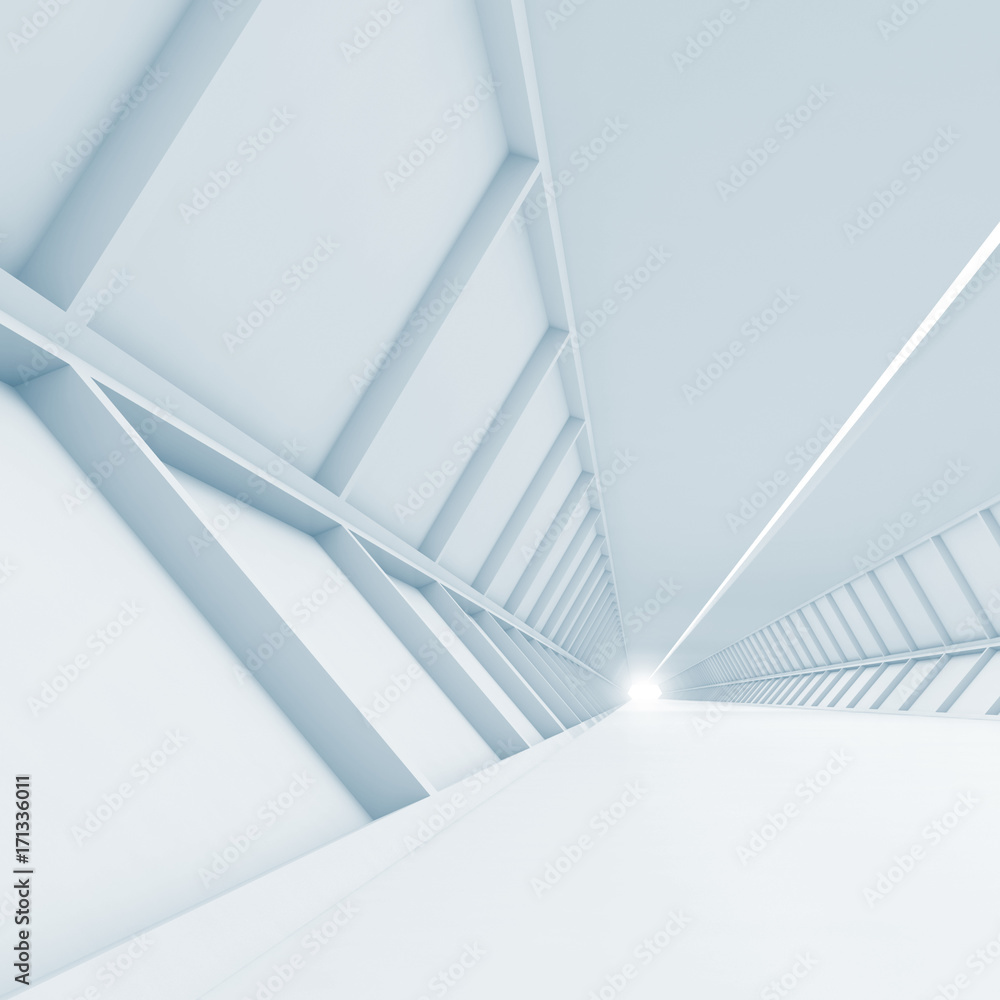 Abstract empty corridor perspective, blue toned Abstract empty corridor perspective, blue toned
