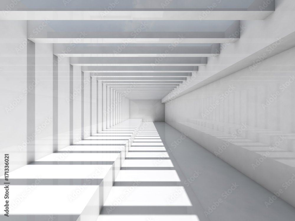Fototapeta premium Abstract white interior background. Empty corridor