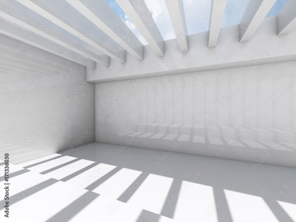 Obraz premium Empty white interior with ceiling illumination