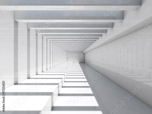 Abstract white interior background. Empty corridor