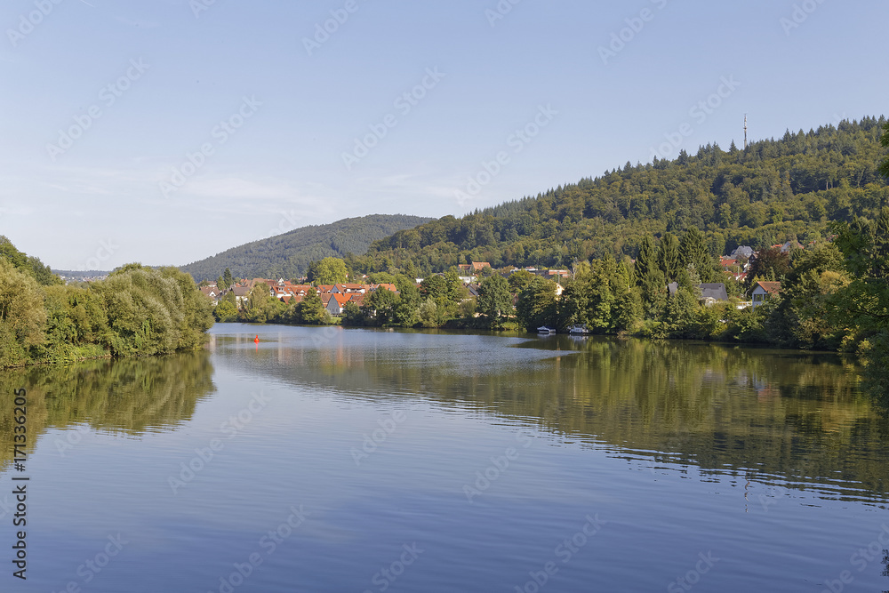 Neckargemuend town at the river Neckar near Heidelberg