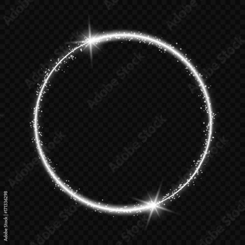 circle frame  with Vector light effect. comet with glowing tail of shining stardust sparkles,