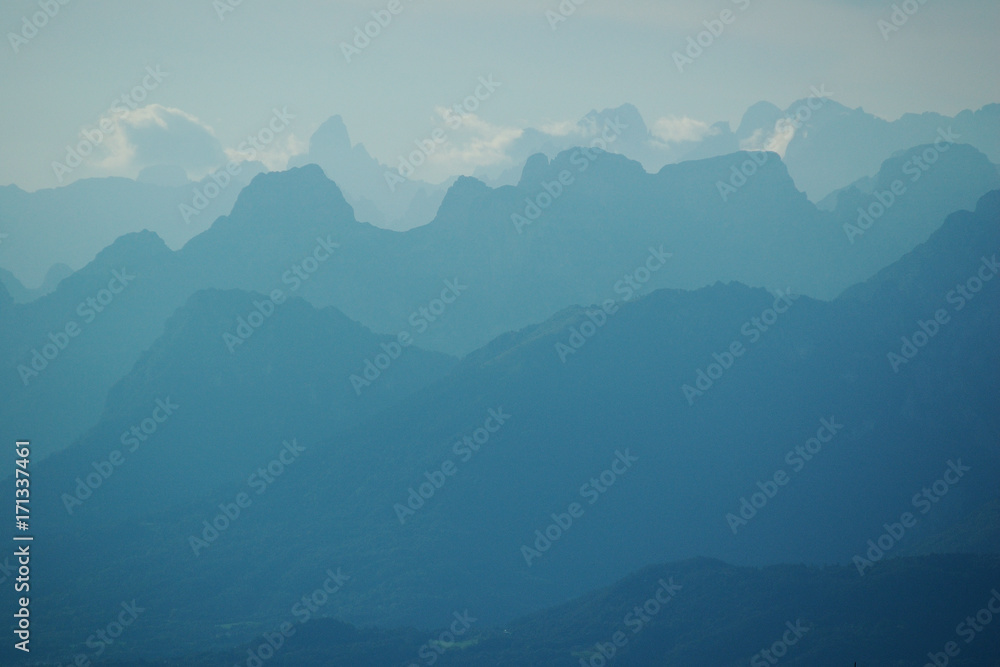 panorama of mountain peaks
