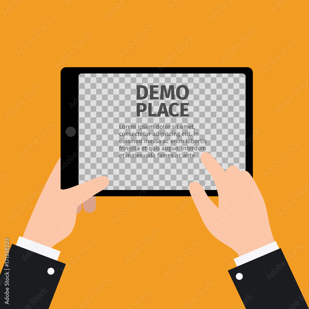 Tablet in hand with transparent background Tablet in hand with transparent background