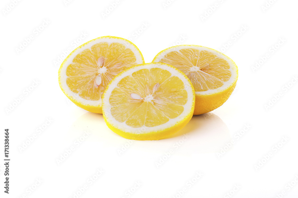 Fresh lemon fruit isolated on white background.