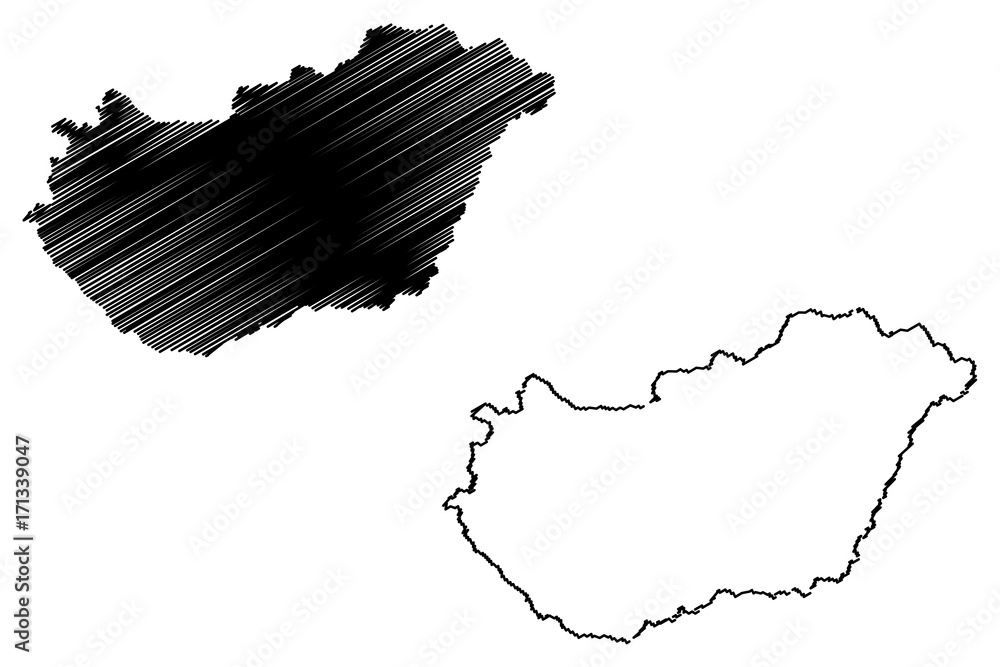 Hungary map vector illustration, scribble sketch Hungary