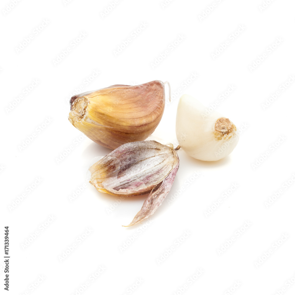 garlic cloves isolated on white background