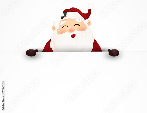 Merry Santa Claus and sign. vector illustration.