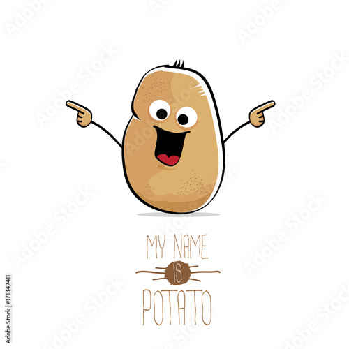 vector funny cartoon cute brown potato isolated on white