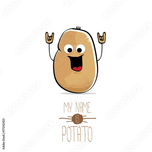 vector funny cartoon cute brown potato isolated on white