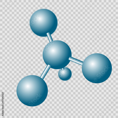 Abstract molecule isolated. Vector illustration. Atoms. Molecular structure with blue spherical particles.