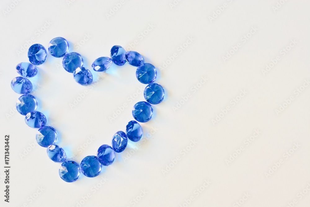 Beautiful heart blue diamonds on the white background Beautiful heart blue diamonds on the white background
