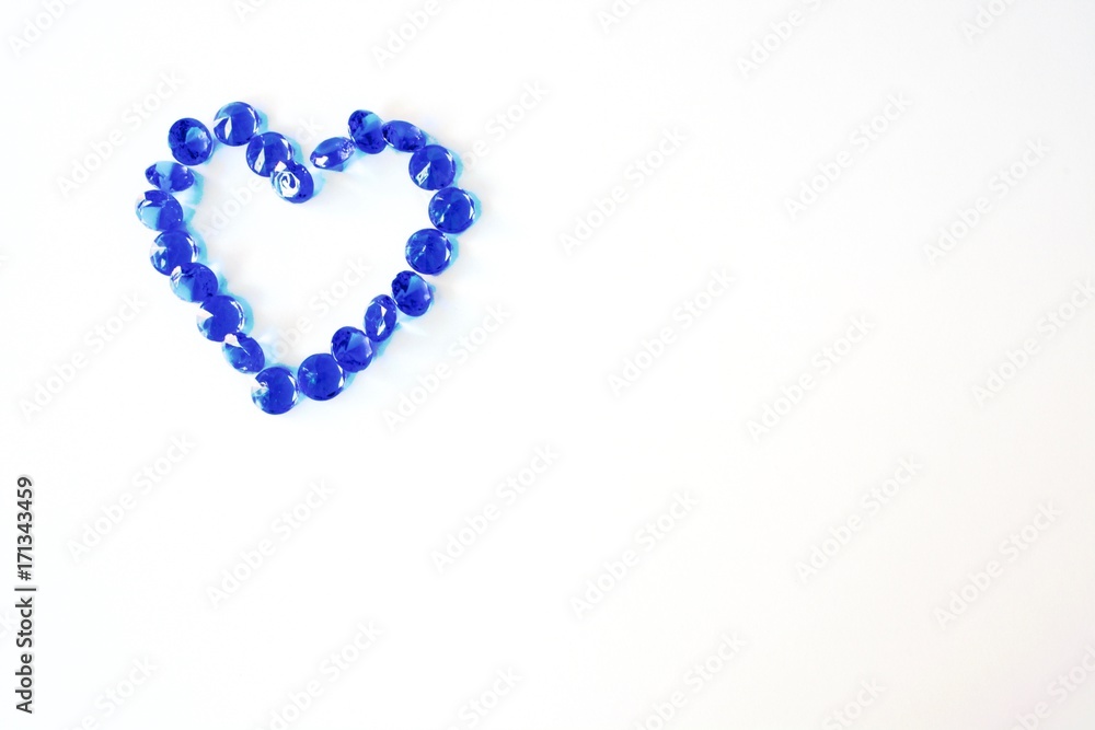 Beautiful heart of blue diamonds on the white background