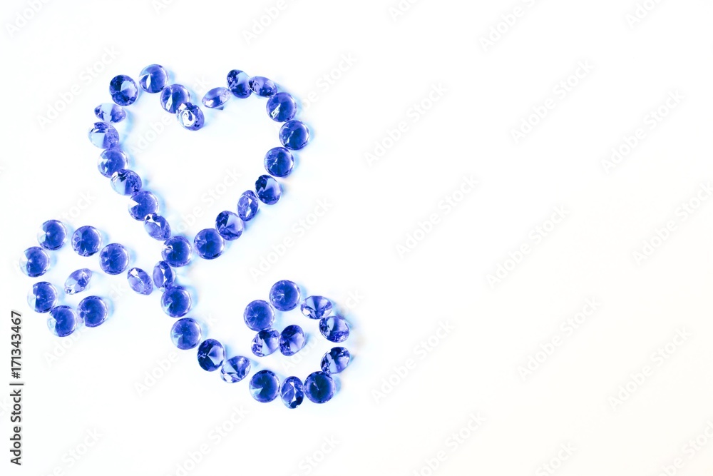 Beautiful heart of blue diamonds on the white background Beautiful heart of blue diamonds on the white background