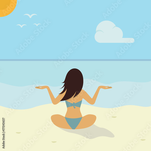 Yoga Beach Illustration